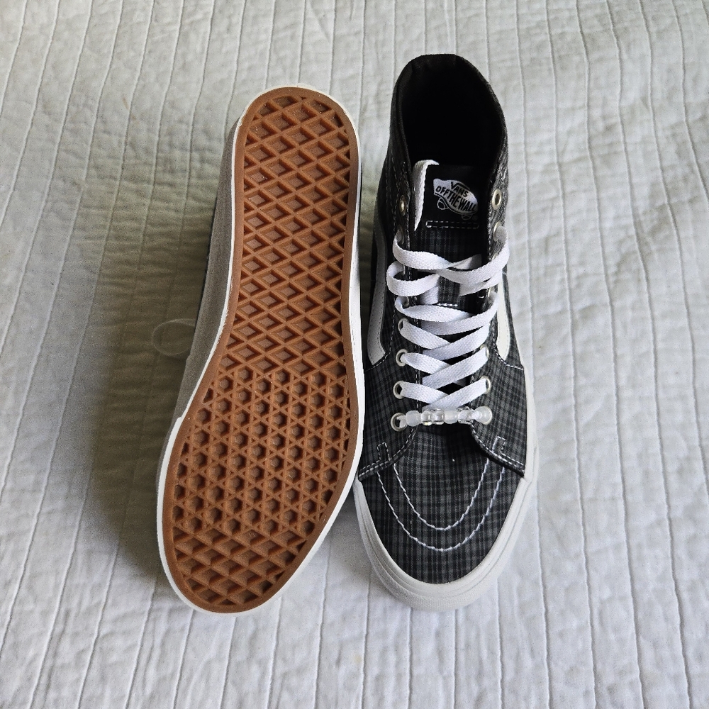 Vans Sk8 Hi Tappered Women Size 9 UV Beads Black Plaid Canvas 012026 - Picture 5 of 9